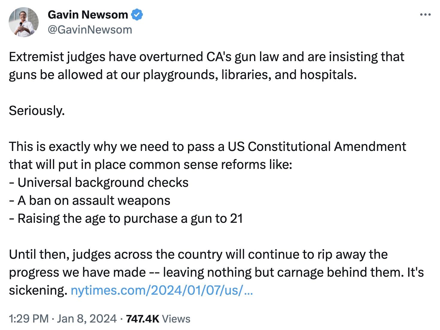 Gavin Newsom Demagogues Judges Who Blocked California SB2 Concealed