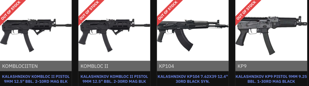 Kalashnikov USA out of stock
