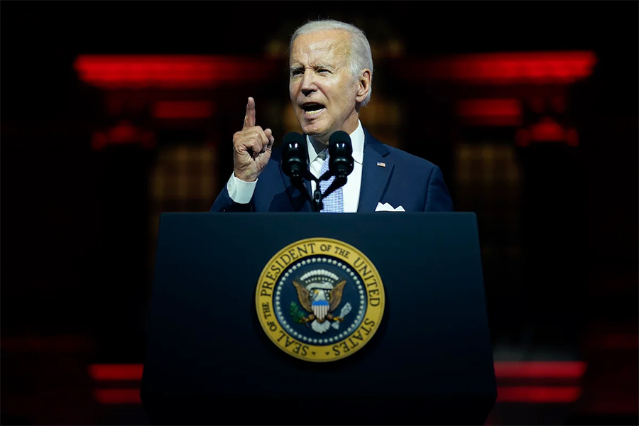 Biden angry speech Independence Hall Leni Riefenstahl