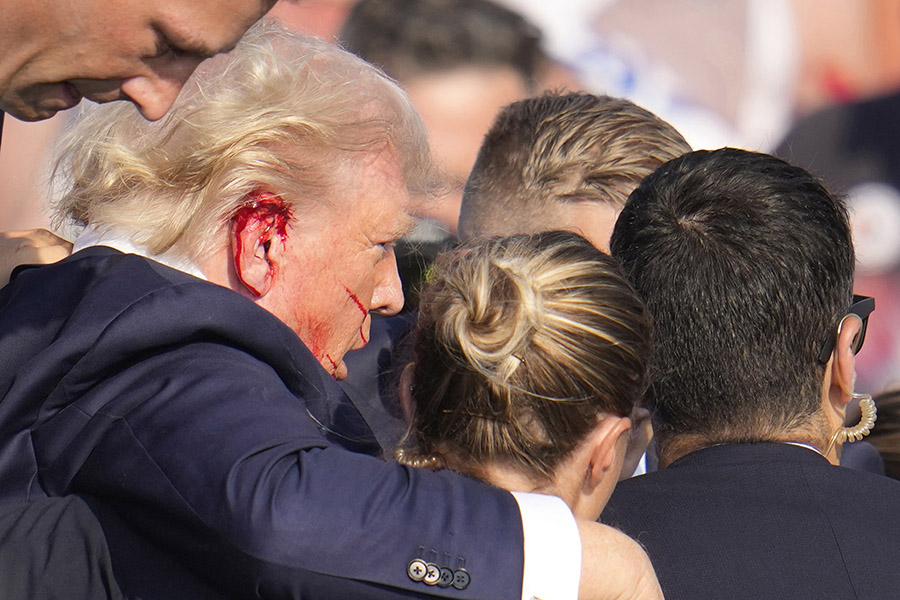 Trump shooting assassination bleeding blood ear
