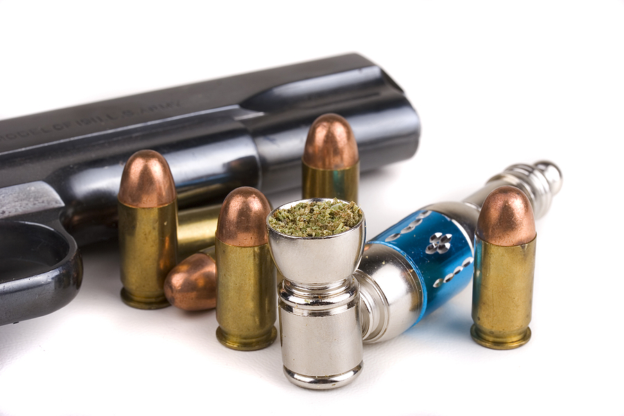 gun marijuana weed bullets