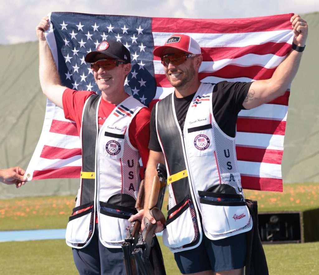 Silver medalist Conner Prince (L) and gold medalist Vincent Hancock (R)