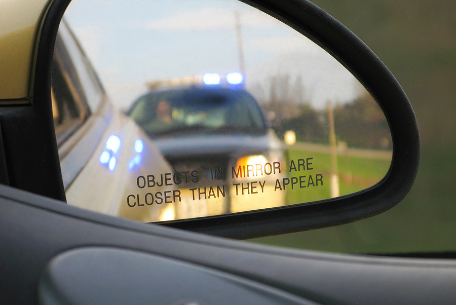 police car mirror traffic stop