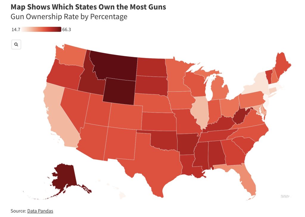 gun ownership by state heat map