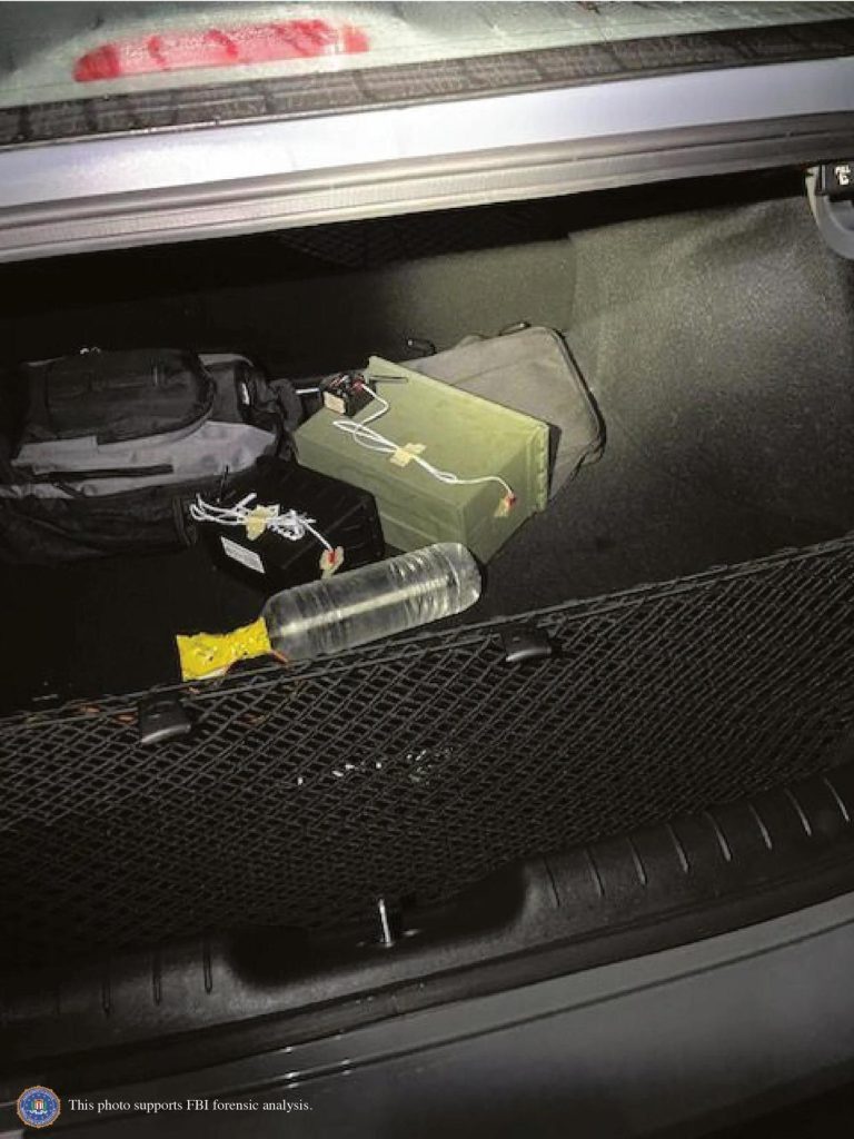 Two explosive devices found in Thomas Crooks' car, as seen in a photo taken by the Allegheny County Police Department and released by the FBI on Wednesday, Aug. 28, 2024.