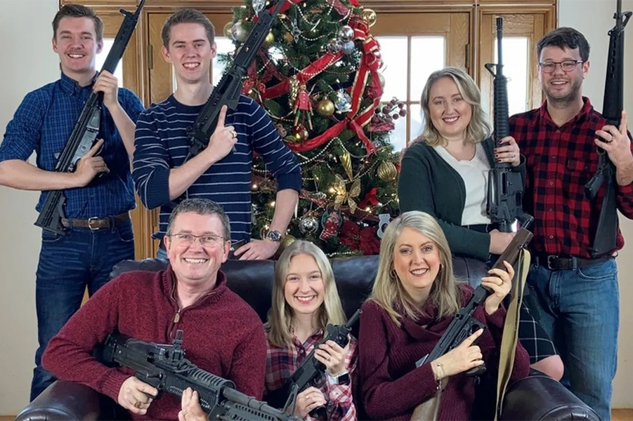 Rep. Thomas Massie Christmas card gun photo AR-15 rifle