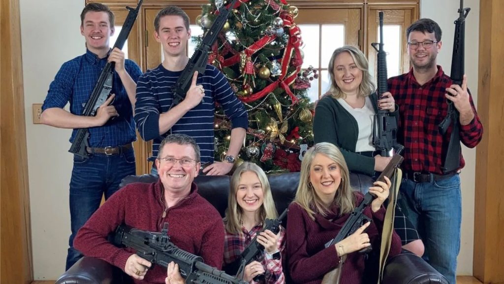 Rep. Thomas Massie Christmas card gun photo AR-15 rifle