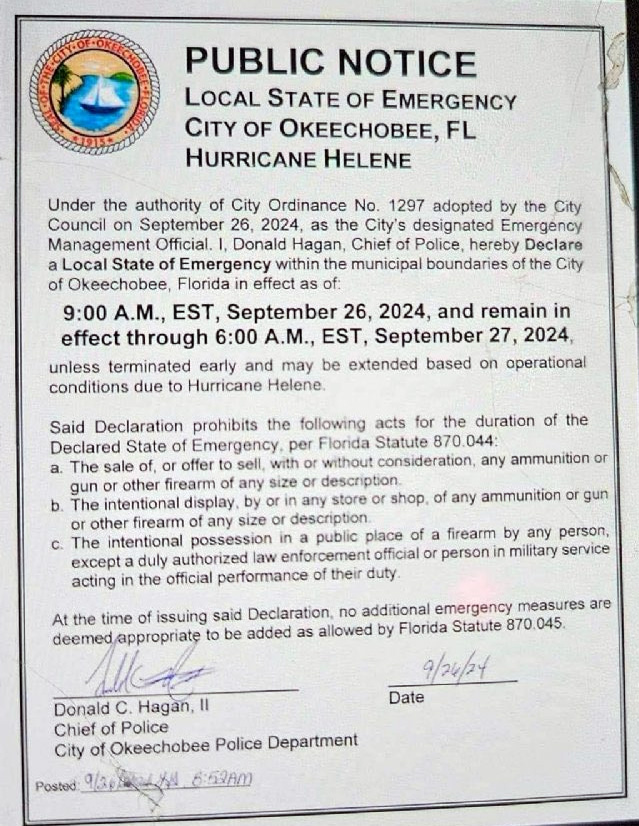 City of Okeechobee gun ban