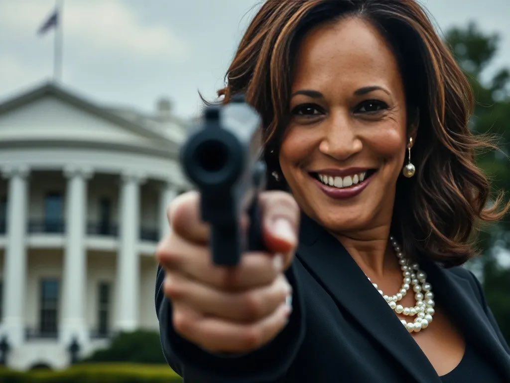 Kamala Harris with gun AI image