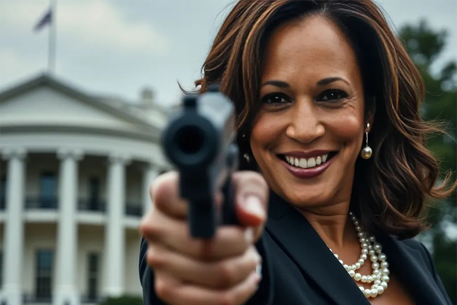 Kamala Harris with gun AI image feat