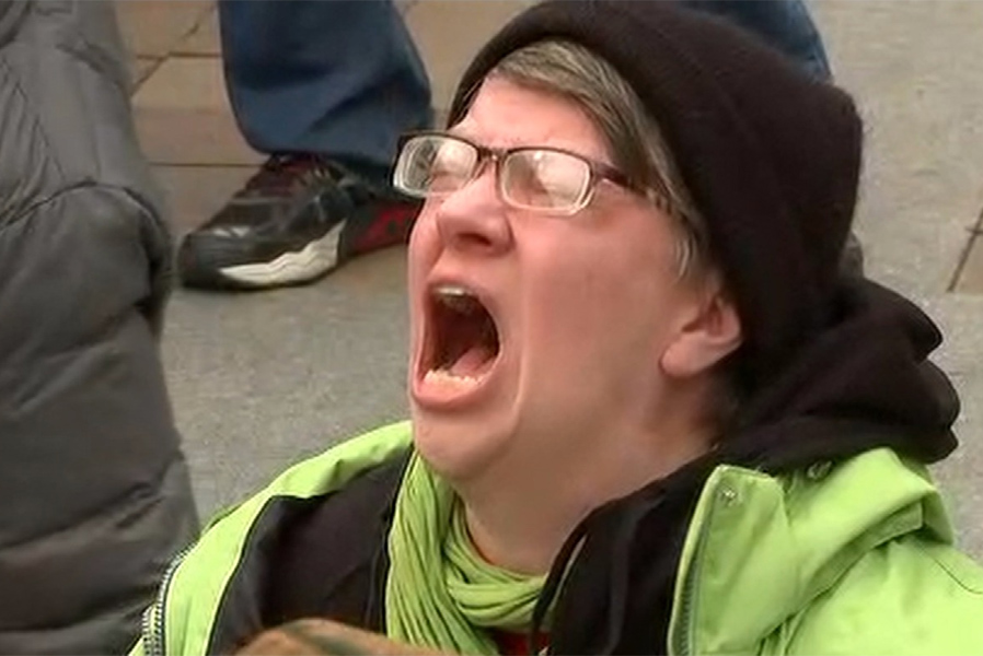 screaming woman Trump inauguration