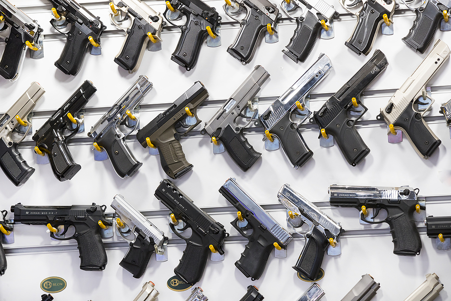 gun store wall handguns pistols