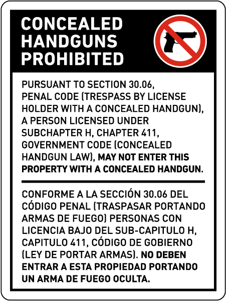 texas 30.06 sign