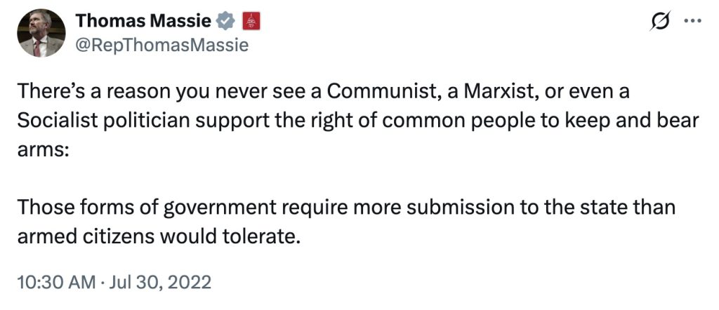 Thomas Massie tweet gun rights marxists socialists communists