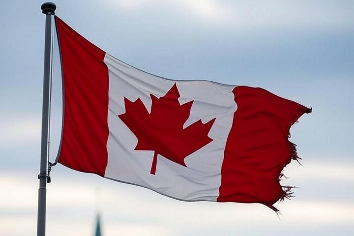 frayed canadian flag