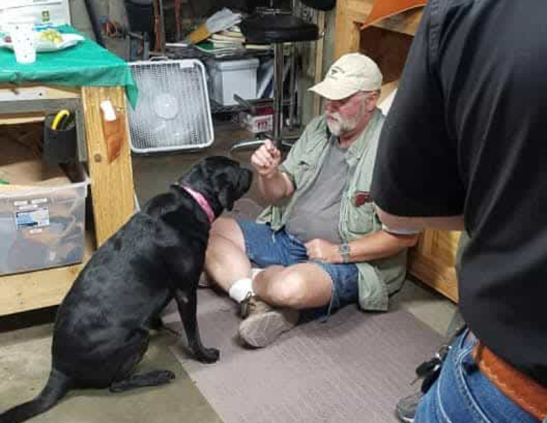 dog and marty in shop