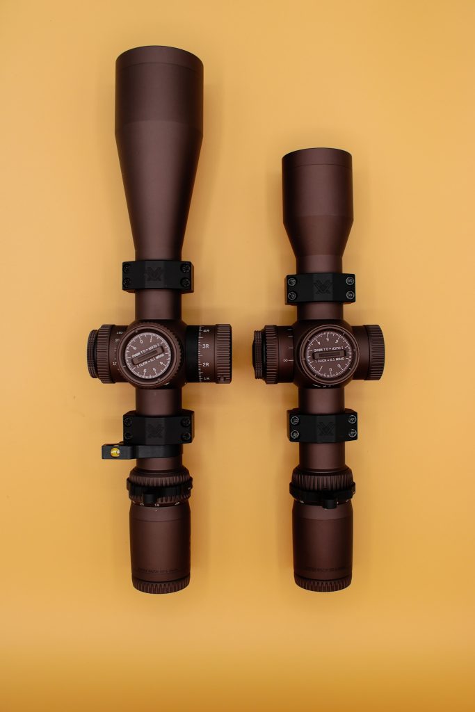 Size comparison between the Vortex Razor Gen III 6-36x56 and the new 4-24x44. 
