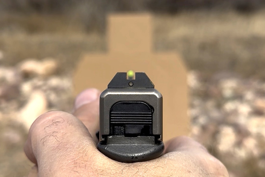 pistol iron sight view target