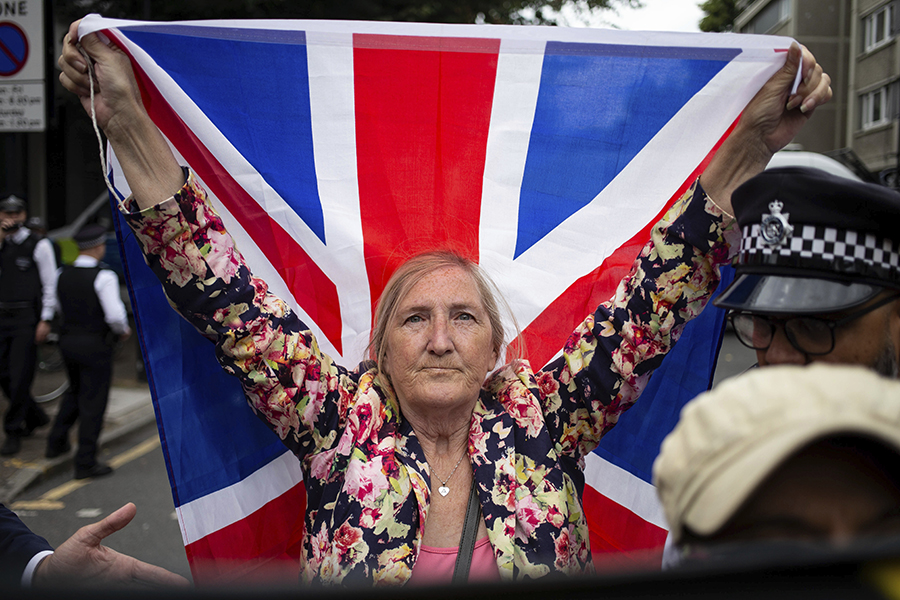 UK Britain British protest flag police AP