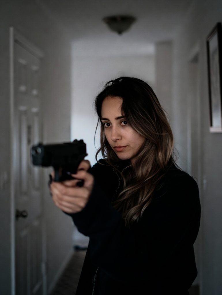 woman home defense pistol grok
