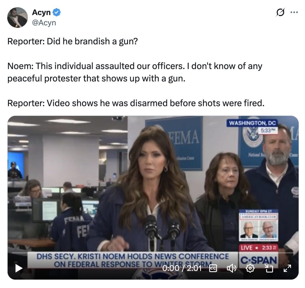 Kristi Noem Minneapolis shooting