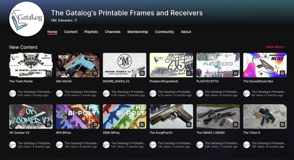 Gatalog 3D printed gun files