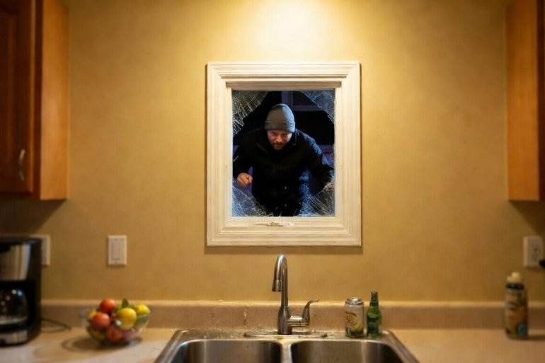 Kitchen entry burglar home invasion SuperGrok
