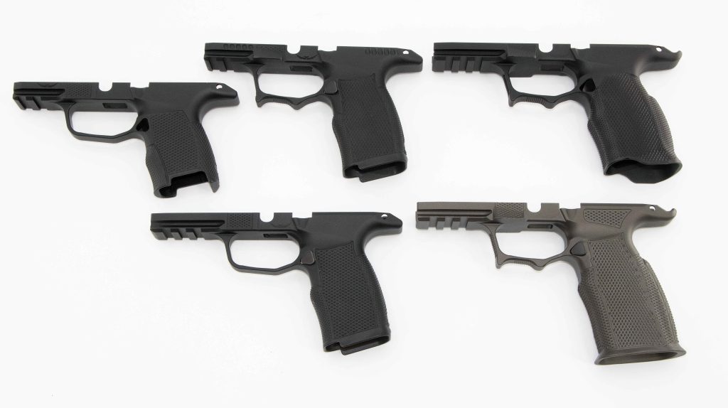 An assortment of P365 Grip modules by Icarus Precision. Photo by Graham Baates