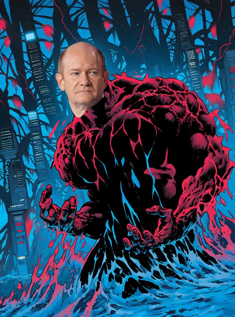 Attack of the DC swamp thing. Chris Coons
