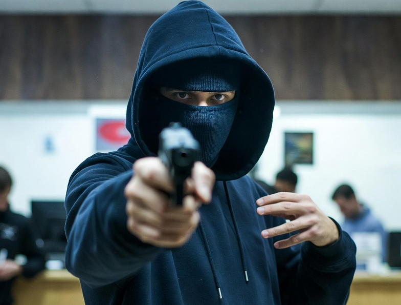 armed robber robbery hoodie grok