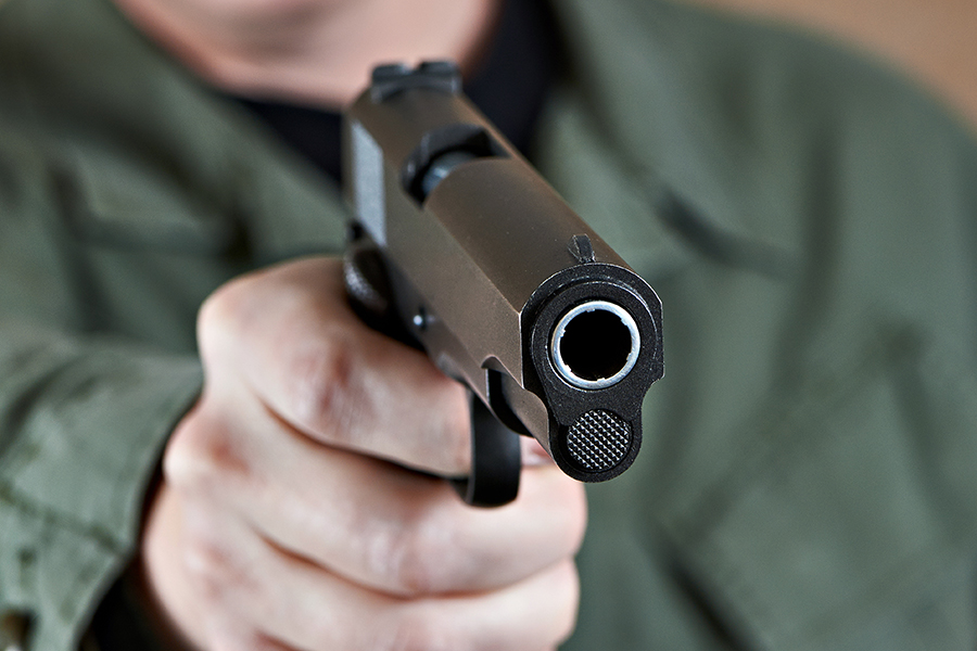 handgun pistol aim dry fire 1911 Bigstock