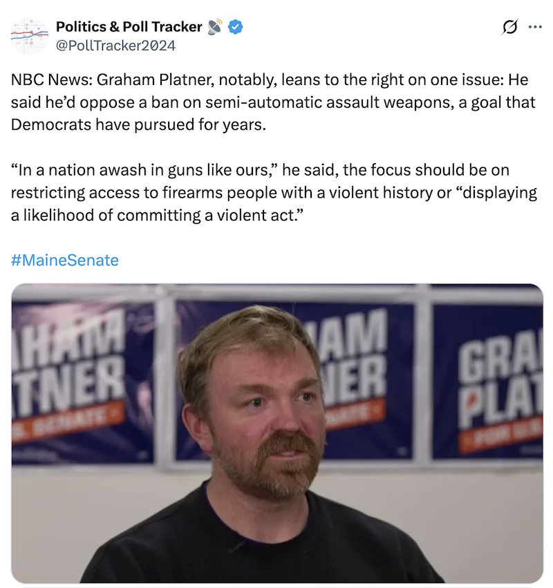 Graham Platner gun control narrative says he will oppose ban on semi-automatic weapons