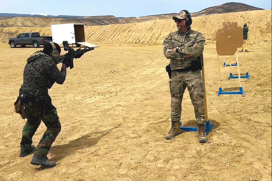 martial rifle shoot move communicate range train