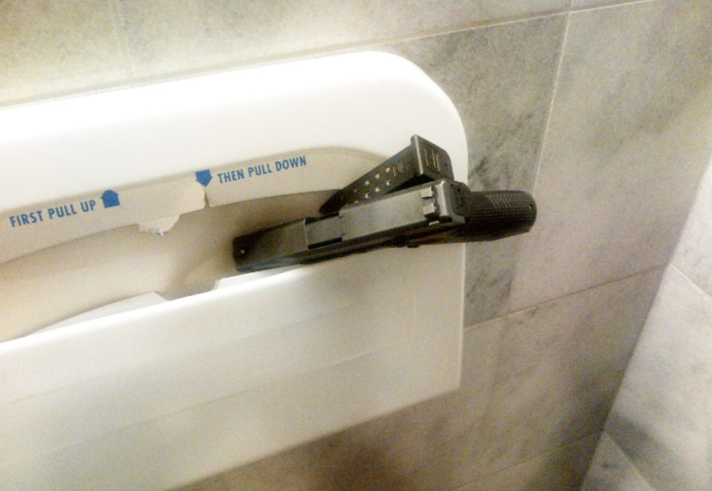 gun in bathroom