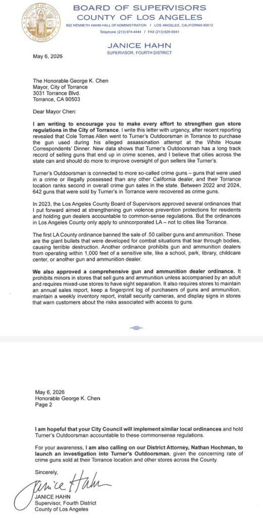 Janice Hahn letter