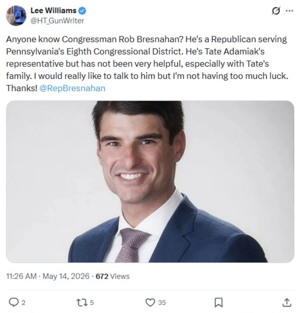 Williams Adamiak tweet Bresnahan