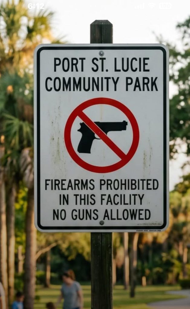 port st lucie no guns sign