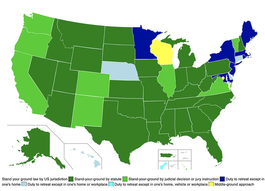 stand your ground states map