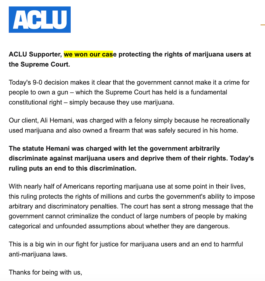 ACLU Hemani email blast