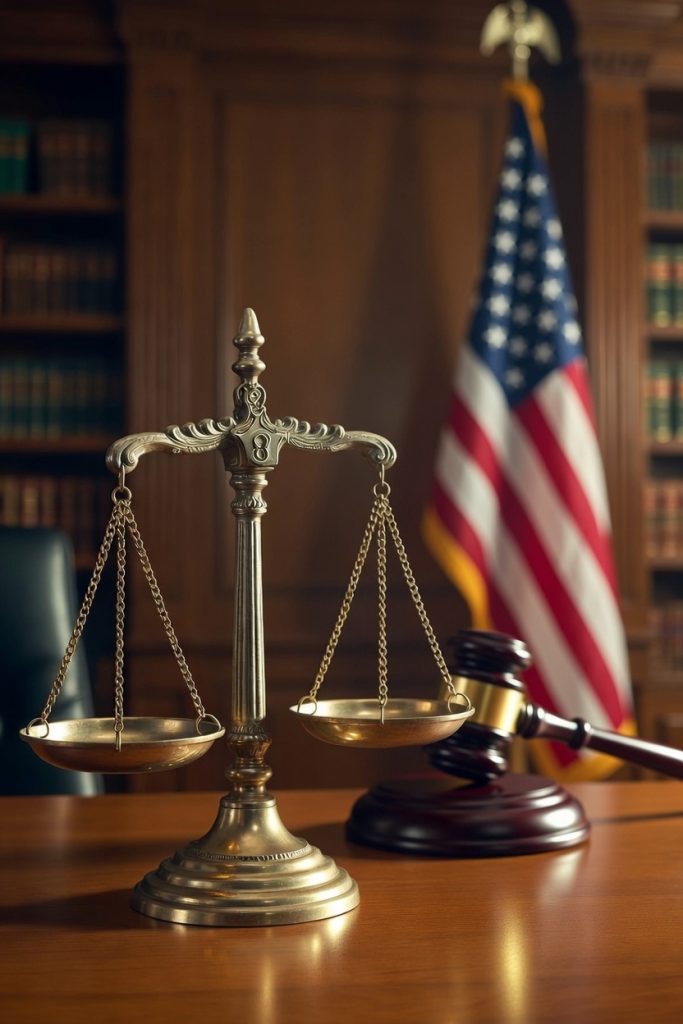 scales of justice gavel flag judge Grok
