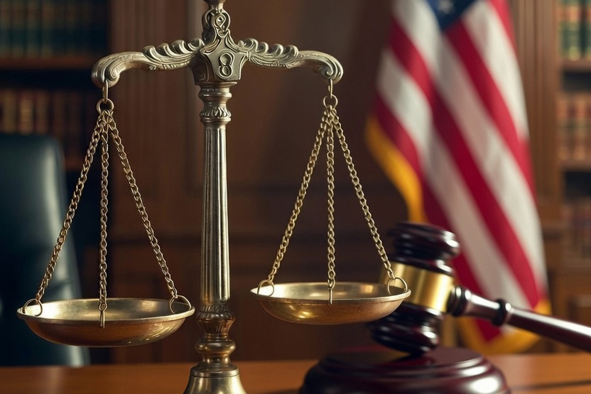 scales of justice gavel flag judge Grok
