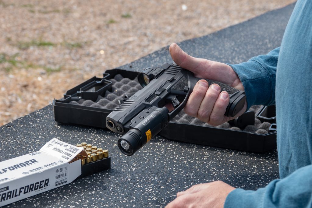 Taurus, TX9, 9mm, modular duty pistol, nightstick weapon light, Gideon Omega red dot,