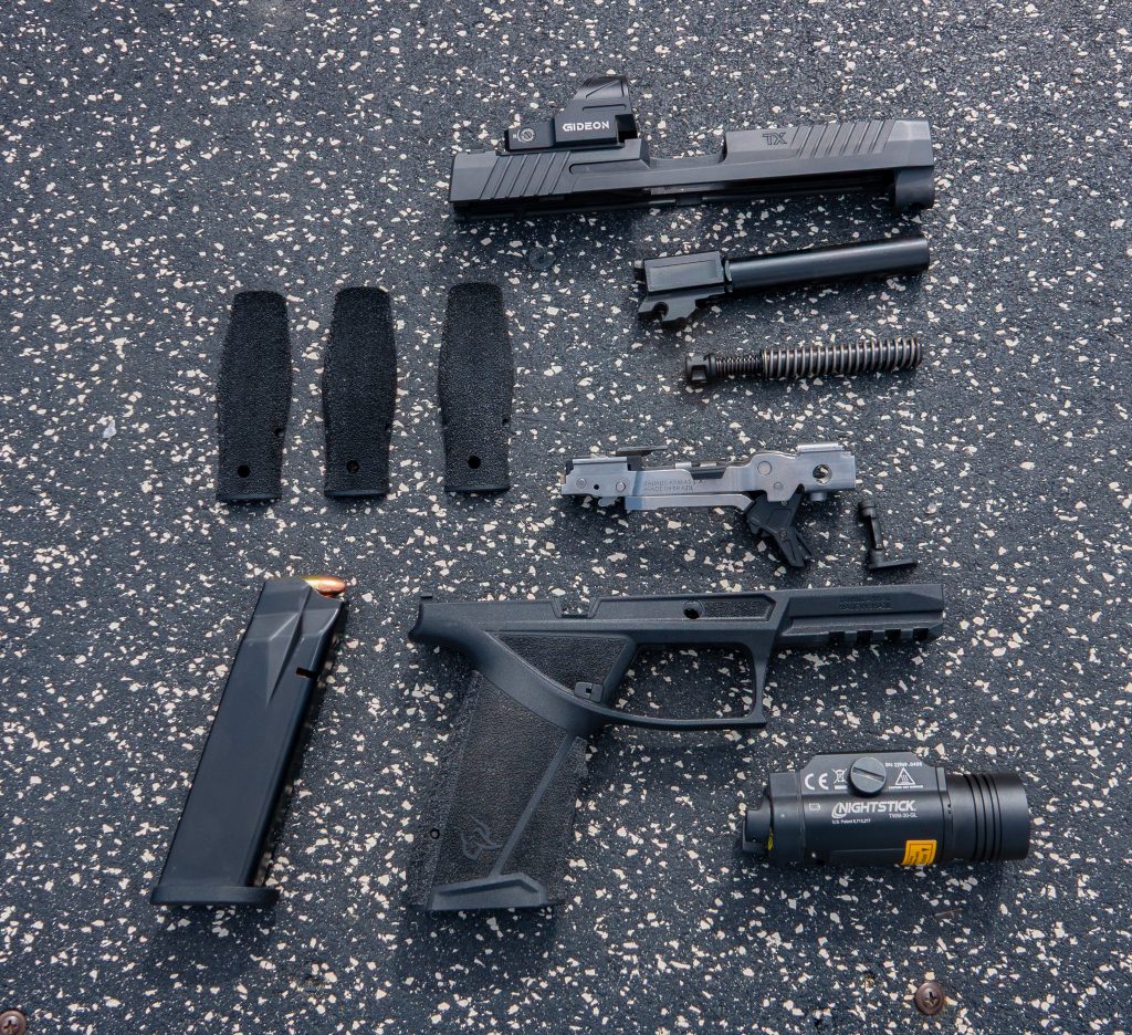 Taurus, TX9, 9mm, modular duty pistol, nightstick weapon light, Gideon Omega red dot, disassembly,