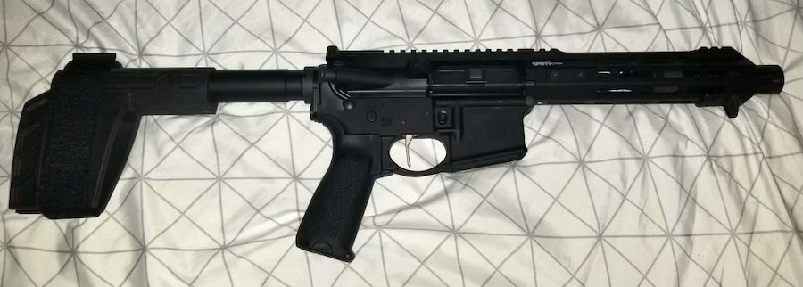 <em>Smith’s Springfield AR pistol as it arrived from the gun dealer. (Photo courtesy Travis E. Smith)</em>
