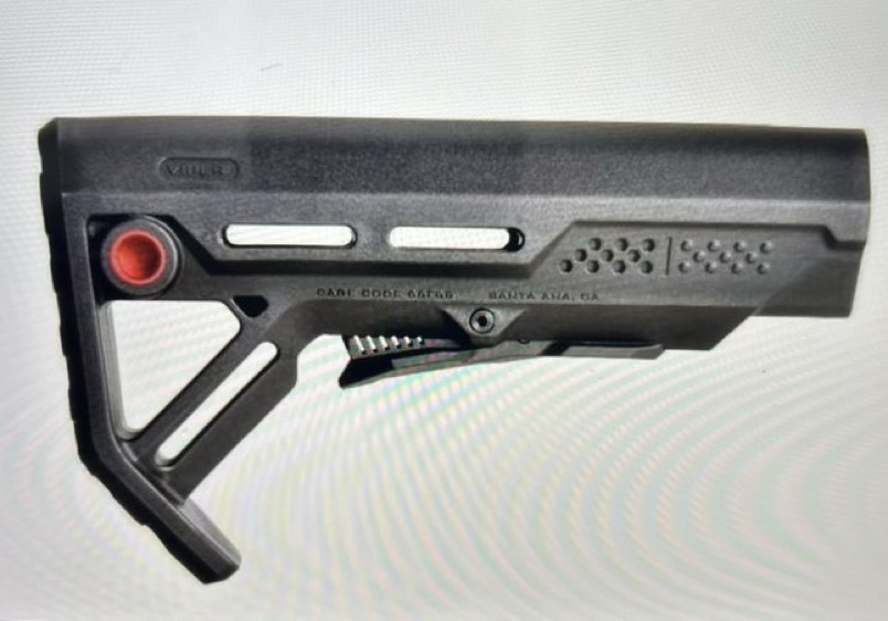 The aftermarket stock/brace Smith added to his AR pistol. (Photo courtesy Travis E. Smith)