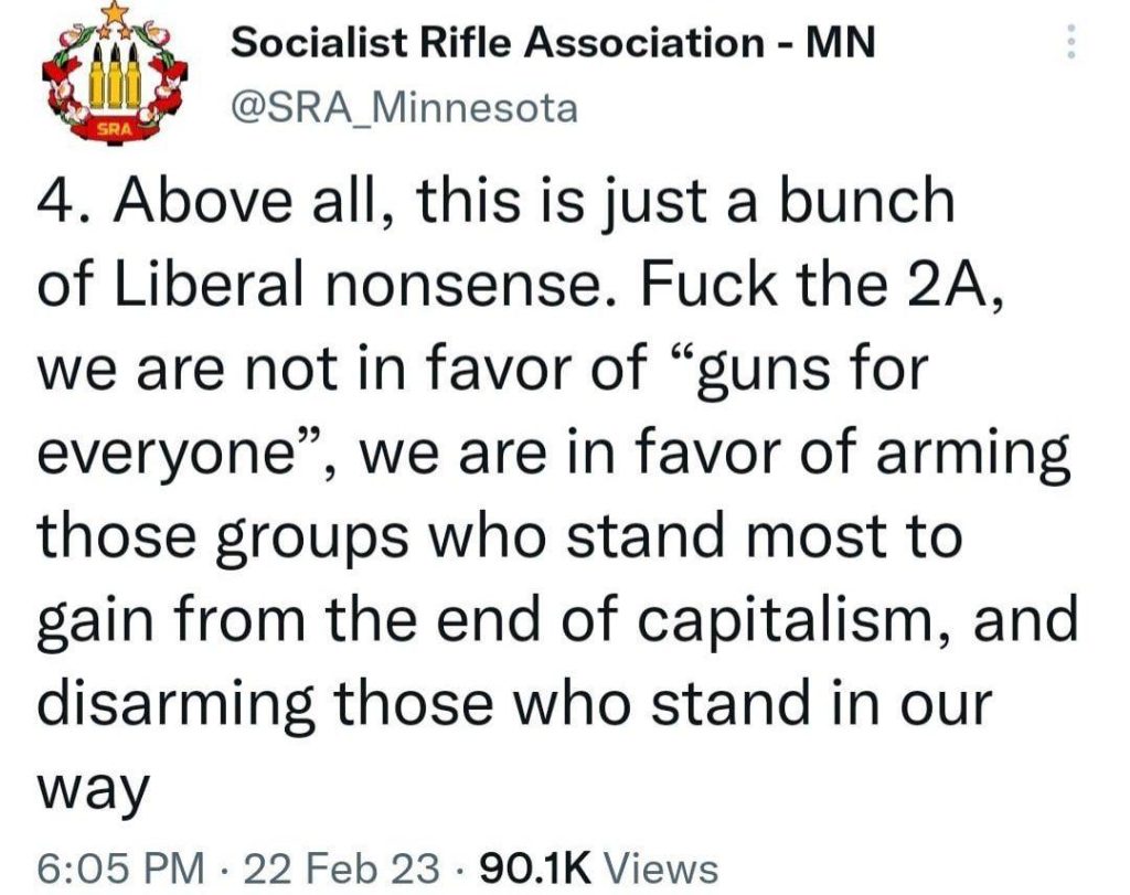 Socialist Rifle Association 2A tweet
