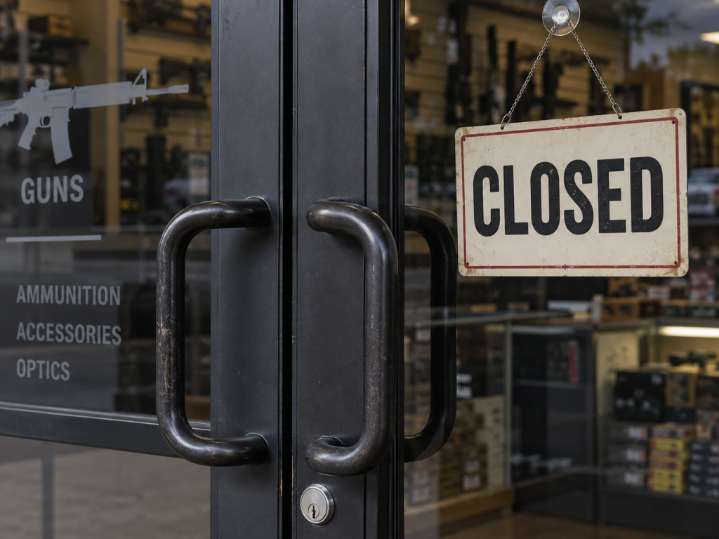 gun store doors closed